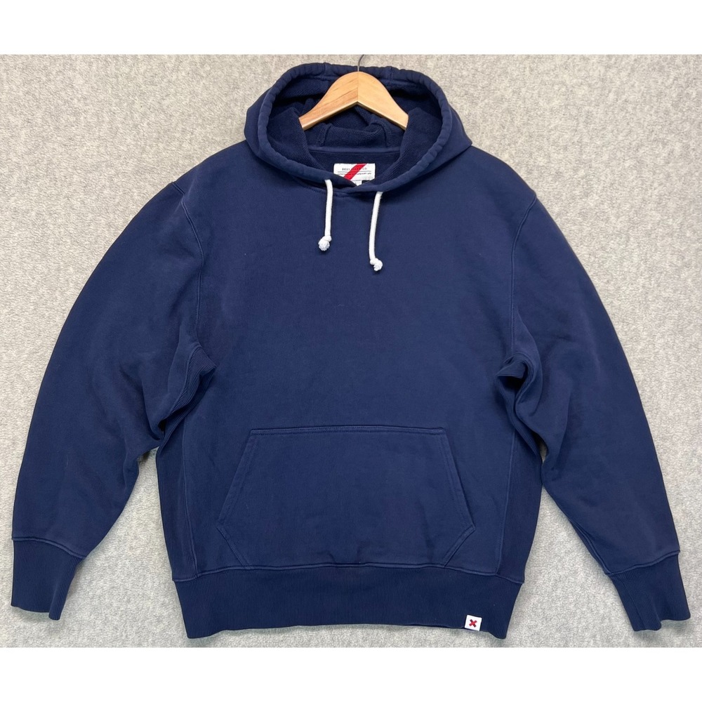 Best Made Co. Mens Pullover Hoodie Blue Supima‎ Cotton Heavy Rugged Fleece L